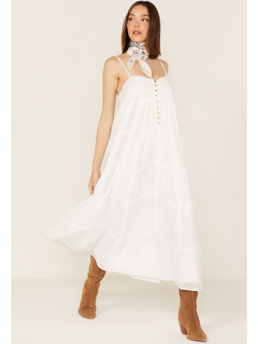NWT Show Me Your Mumu Gracie White Tiered Midi Dress XS